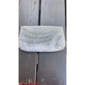 Vintage Walborg Beaded Clutch Bag Silver White Iridescent Evening Zipper Pouch